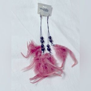 Pink Feather Drop Charlotte Russe Earrings